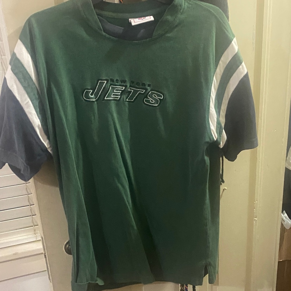 NFL Jets Green Tee with White and Black Stripes